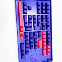 Akko Tastatur Tastenkappen ASA Profile, PBT Double-Shot Full Keycap Set, US Layout for Mechanical Gaming Keyboards/DIY Kit mit Sammelbox (Blau & Weiß, 197 Tasten), einige Tasten fehlen