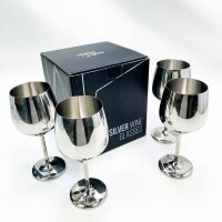 OAK & Steel - 4 Elegant stainless steel wine glasses...