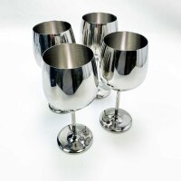OAK & Steel - 4 Elegant stainless steel wine glasses...
