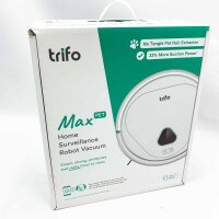 TRIFO Max robot vacuum cleaner 4000Pa, 120 min runtime, smart navigation, personalized cleaning, TIRVS AI obstacle avoidance, works with Alexa/Google Home, ventilation grille bent, already used and shows signs of wear