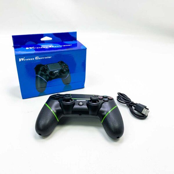 kstime Wireless controller, 600mAh für ps4,  ps3 Playstation 4/Pro/Slim/PC Controller, Touch Panel ，Bluetooth 5.0，Kopfhörerbuchse ，Gyroskop ,Dual Vibration-und Audiofunktionen Grün