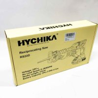 Saber saw, Hychika 18V cordless reciprosage with 2x2.0Ah batteries, with variable speed from 0 to 2800 RPM, 4 saw blades, quick charging device, LED light, ideal for cutting wood and metal