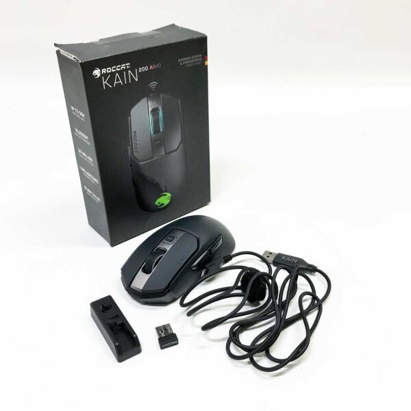 Roccat Kain 200 AIMO RGB Gaming Maus (16.000 Dpi Owl-Eye Sensor, Kabellos, Titan Click Technologie), schwarz