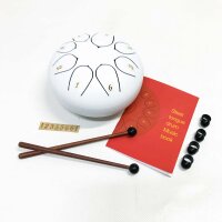 Youool steel tongue drum 8 tone 6 inch tongue tongue drum with 2 drum sticks 4 finger cover carrying pocket and sticker for meditation yoga (with sheet music)