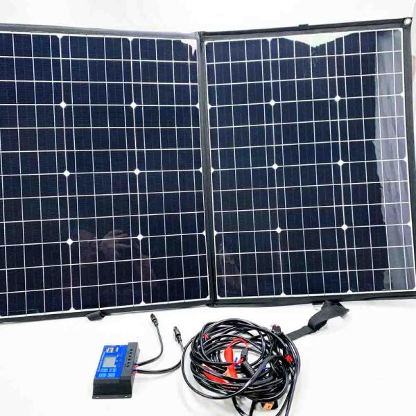 Tragbares Solar Ladegerät 120W 12V Faltbares Monokristallines Solarpanel Kit mit Anderson 18V DC Ausgang 10A Solar Laderegler Batterieklemmkabel für 12v Batterie/Wohnmobil/Campingboot/Handys(120w)