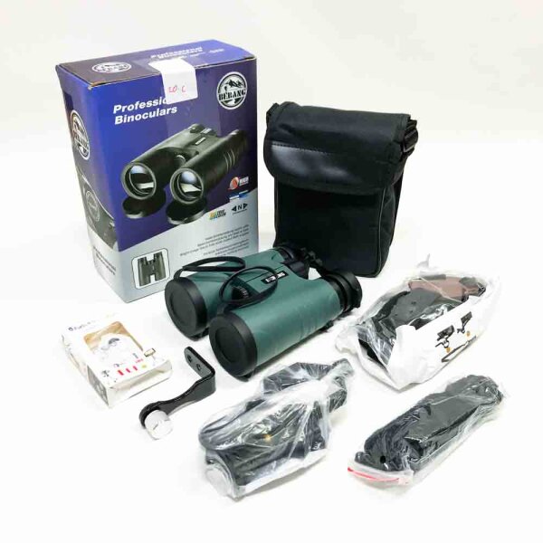 Bebang binoculars of bird observation, adult compact HD, BAK-4 roof cantprisma, FMC lenses, suitable for safari, hunting, concerts, with cell phone adapter, tripod adapter, harness strap etc.