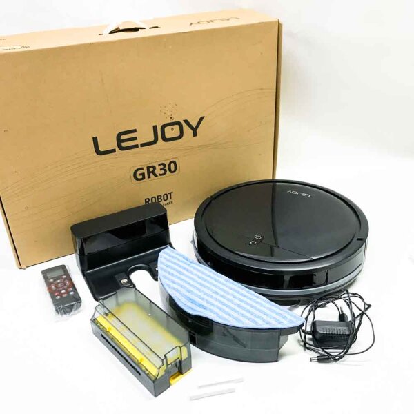 LeJoy Roboter-Staubsauger,Reinigungsroboter,unterstützt App Control & Alexa Sprachsteuerung, Google Home Steuerung,1800Pa Starke Saugkraft, selbstaufladender Roboter(schwarz,GR30)