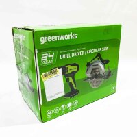 GreenWorks Tools 24 V 35 Nm Cordless drilling screwdriver and 185 mm battery circular saw (with brush engine, 2.2 AH lithium-battery, dual-slot sowing sheet, electric tool), driven by a battery