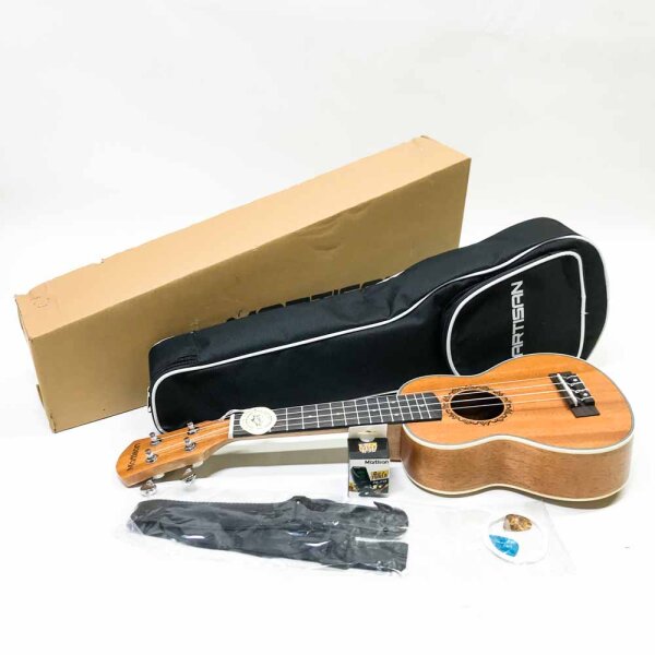 Martisan concert ukulele 23 inch professional ukulele hawaii guitar aquila strings with beginners starter pack (tuner, strings, bags, belt and pick))