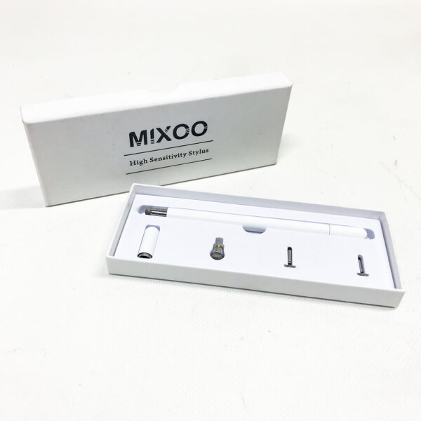 Mixoo Tablet Stylus Capacitive Touch Screen iPad Pencil Pen with Magnetic Cap and Replacement Tips for All Apple iPad Pro/Mini/Air/iPhone/Android/Microsoft Touchscreen Devices - White