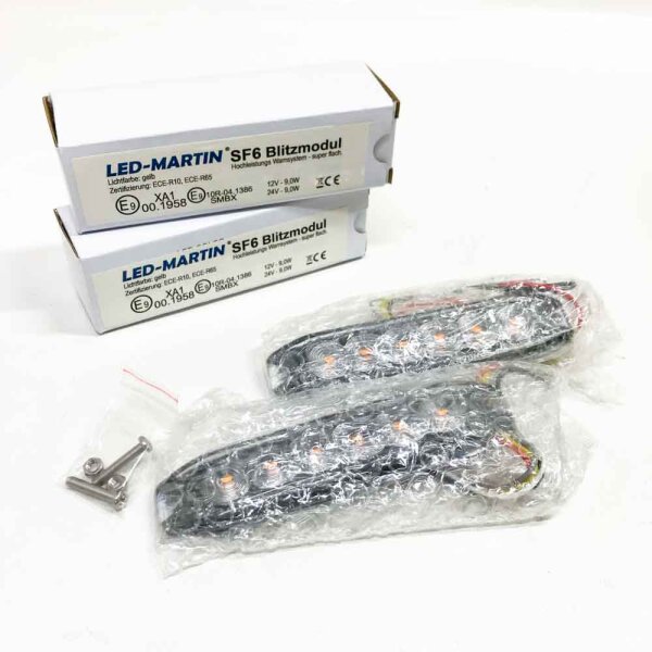 LED-MARTIN 2er Sparset R65 Blitzmodul SF6 - super flach - 12V 24V - mit ECE-R65 Zulassung - Als Frontblitzer, Stauwarner, Heckwarnanlage für PKW, LKW geeignet.