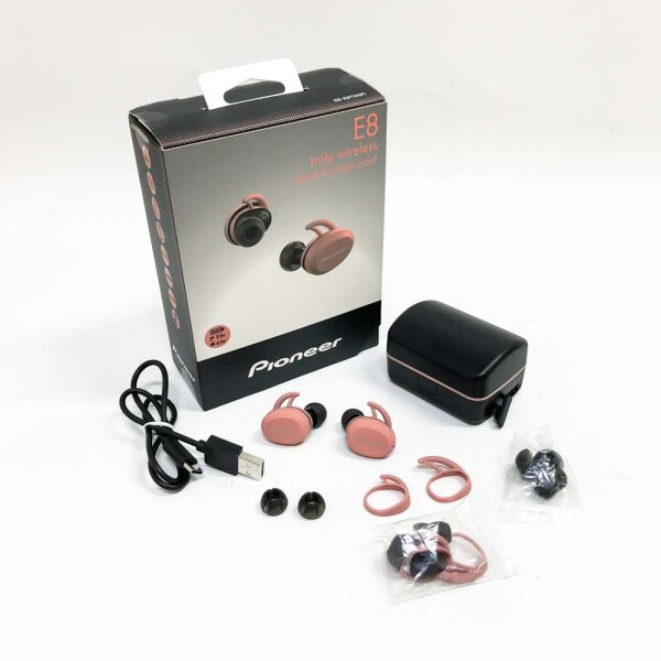 Pioneer E8TW-P Truly Wireless Kopfhörer (Bluetooth, In-Ear, Sport, 3 h Spielzeit pro Ladung) Pink