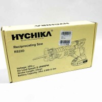 Säbelsäge, HYCHIKA 18V Akku-Reciprosäge mit 2x2.0Ah Batterien, mit variabler Drehzahl von 0 bis 2800 RPM, 4 Sägeblätter, Schnellladegerät, LED Licht, Ideal zum Schneiden von Holz und Metall