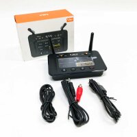1Mii B03Pro Bluetooth 5.0 Sender Empfänger für TV Stereoanlage Kopfhörer, HiFi Wireless Audio Adapter mit Audiophile DAC & AptX HD Low Latency, Optical RCA AUX 3,5mm Outputs/Inputs,Große Reichweite