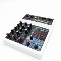 BOMGE 4-Kanal 16 DSP Echo DJ Audio Sound Mixer Interface Mischpult Karaoke mit MP3 USB Bluetooth Stereo Record (04D-Weiß)