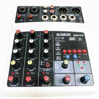 BOMGE 4-Kanal 16 DSP Echo DJ Audio Sound Mixer Interface Mischpult Karaoke mit MP3 USB Bluetooth Stereo Record (04D-Weiß)