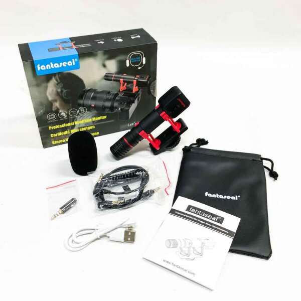 Fantaseal Realtime Monitor, Cardiodid Mini Shotgun, Stereo Video Microphone