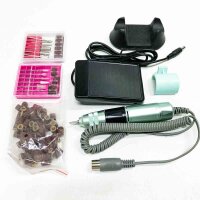 Madenia Elektrische Nagelfräser für Acryl GelNägel 35000 U/min Efile Professional Elektrische Nagelfeile mit Fußpedal, LCD-Bildschirm, 12 Nagelbohrer, 62 Schleifbänder, Hellblau