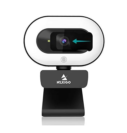 NexiGo StreamCam N930E, 1080P webcam with 2 microphones, ring light and cover, autofocus, plug & play, web camera for streaming video chat recording, Mac Windows laptop Skype Twitch Zoom