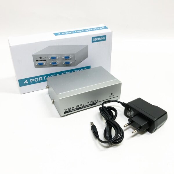 AISENS A116-0085 - SVGA duplicator for 4 monitors with power, color plata