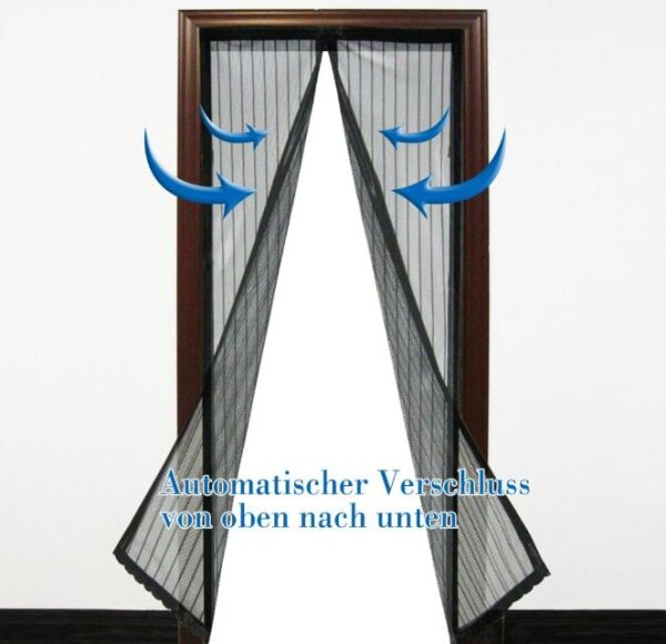 Anpro Fliegengitter Tür 90 x 212CM Moskitonetz Insektenschutz Magnet Vorhang Fliegenvorhang Schwarz EINWEG