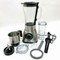 BioChef Galaxy Pro Mixer - 1800Watt Motor, 22.000 U/Min - Hochleistungsmixer mit Glasbehälter - inkl. Edelstahl Mahlbehälter & 900ml To-Go Behälter (Edelstahl), Extra-Deckel kaputt