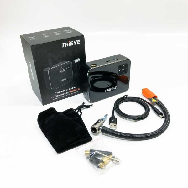 ThiEYE Akku Luftpumpe 120 PSI 4000mAh Akku Portabler Luftkompressor Elektrische Fahrradpumpe Mit großer LCD-Anzeige, für Autos Fahrräder, Bälle und andere aufblasbare Geräte, Airkit 2