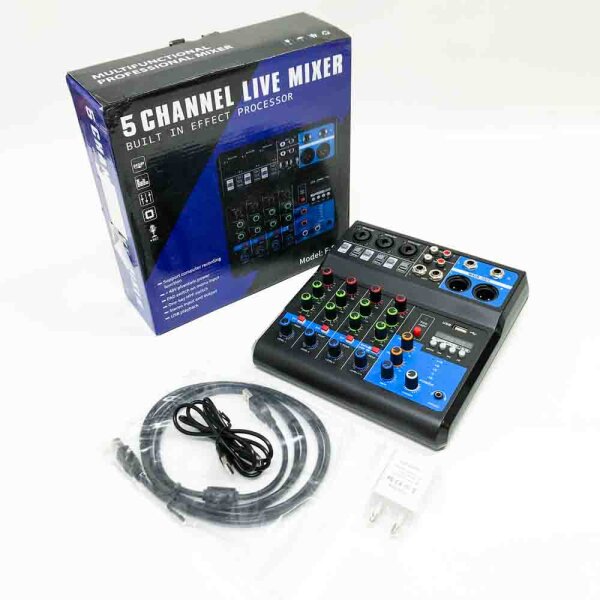 Professional mini-audio mixer, 5 channels, DJ controllers, Bluetooth, USB reverb, computer, lifeshow mixer (5 channels)