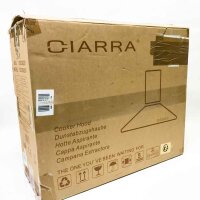 Ciarra CBCS6201 Efficiency A extractor hood 60cm 370m³/h silver stainless steel pyramid wall mounting wall hood with CBCF002x2 activated carbon filter for air level 3 power levels.