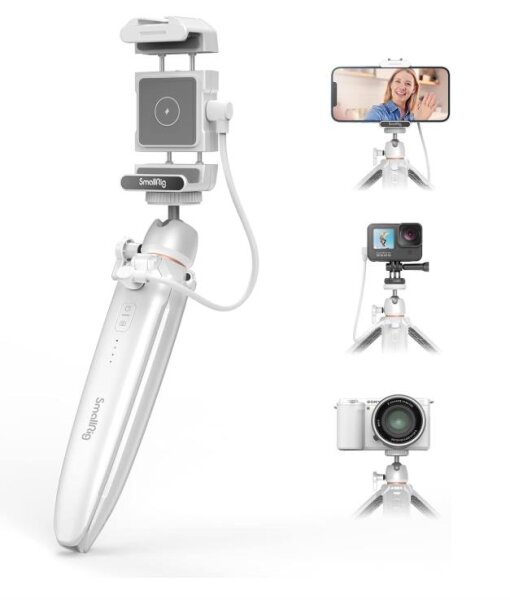 SMALLRIG Tripod Charger with Smart Phone Holder Compatible with iPhone 13/13 Pro/Pro Max QI Charger - 3541