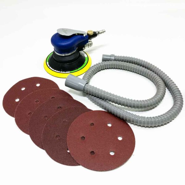 Compressed air grinding device, eccentric polishing machine, ORAZIO 6 "150mm eccentric grinder grinding machine with 6 sandpaper and accessories for polishing, grinding and grinding cars 212525, scratches on the metal