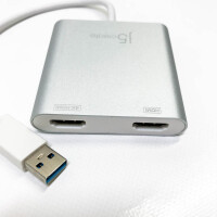 j5create USB zu HDMI Adapter - 2* HDMI USB 3.0 Multi-Monitor Kabel | 4K Ultra HD | Kompatibel mit Microsoft 7, 8.1, 10 / Mac OS X v10.6 und höher