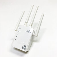 AC1200 WLAN Repeater Dual Band (867MBit/s 5GHz + 300MBit/s 2.4GHz) WLAN amplifier with 2 LAN ports and 4 external antennas compatible with all WLAN devices, elegant compact design - 802.11AC/B/G/N