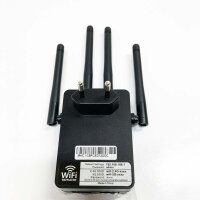 AC1200 WLAN Repeater Dual Band (867MBit/s 5GHz + 300MBit/s 2,4GHz) WLAN Verstärker mit 2-LAN-Port und 4 Externe Antennen kompatibel zu Allen WLAN Gerätenn, Elegantes Compact Design- 802.11AC/B/G/N (schwarz)
