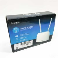 ioGiant 4G LTE Router, AC1200 Dualband 4G Router für SIM-Karten, plug & play, 150 Mbit/s im Download, 867 Mbit/s 5GHz und 300 Mbit/s 2.4GHz, frei konfigurierbarer LAN/WAN-Port mit SIM-Kartensteckplatz, ohne LAN-Kabel