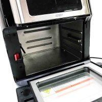 Ölfreie Fritteuse von Innsky, 10 l, 1500 W, Heißluftfritteuse mit 10 Programmen, Heißluftfritteuse mit 6 kostenlosen Zubehörteilen, Heißluftofen, Dörren, LED-Touchscreen, Timer, mit Rezepten, Delle auf oberseite, Plastikgehäuse gebrochen