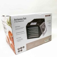 BioChef Arizona Sol Dörrautomat/Dörrgerät mit 6 Einschüben aus Edelstahl PLUS Digitaler Timer + Thermostat, 1 x Anti-Haft Folie, 1 x feinmaschigen Einlegematte, 1 x Auffangblech (weiss)