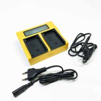 Patona-LCD dual charger-compatible with battery Sony NP-FM50 NP-FM500H NP-F550 NP-F750 NP-F970 NP-F990 NP-Sqm71 NP-QM91, without APP, without an OVP