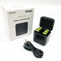Telesin 1750mah 2 Pack batteries with 3 slots charger charger for GoPro Hero 10/Hero 9 Improved battery charger Action camera (1 charger + 2 batteries)