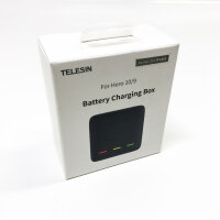 TELESIN 1750mAh 2 Pack Akkus mit 3 Slots Ladegerät Ladebox für GoPro Hero 10/Hero 9 Verbessertes Akkuladegerät Action Kamera (1 Ladegerät + 2 Akkus)