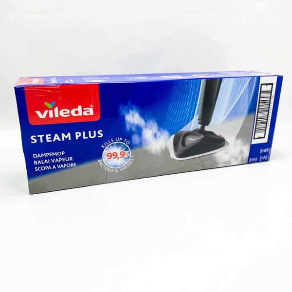 Vileda Steam Plus steam cleaner, hygienic soil cleaning, removed up to 99.9% of the bacteria and viruses*, for all floors, ideal for carpets