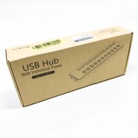 WENTER Hub USB 3.0, 11 und 1, 7 USB 3.0-Anschlüsse und 4 LED-Schnellladeanzeigen mit 36-W-Ladeadapter für PC, Windows, Mac OS