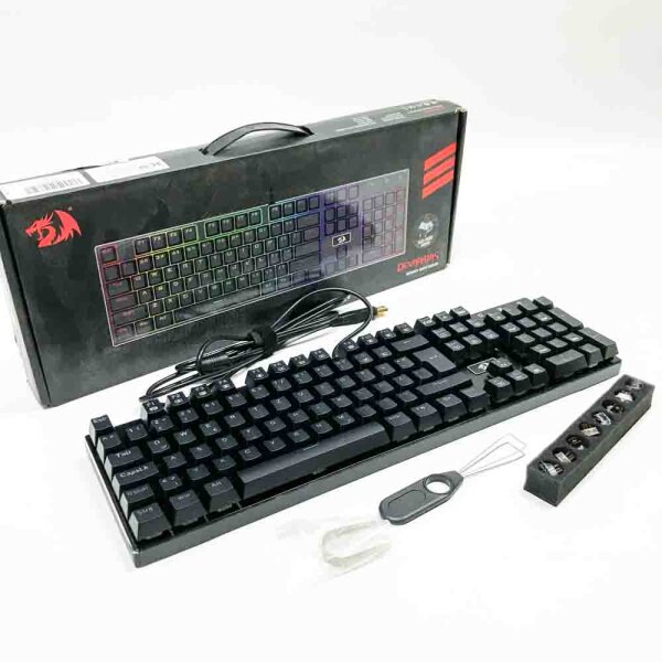 Redragon K556-DE Mechanische Gaming Tastatur, Braune Schalter, QWERTZ DEUTSCH, RGB Gamer Tastatur, mit 105-Tasten, Voll Programmierbare Gaming Tastatur, Metall Platte, 100% Anti-Ghosting