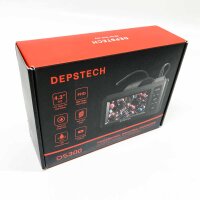 DEPSTECH Dual Lens Endoskopkamera mit Licht 4,3" HD Bildschirm Inspektionskamera 1080P Digitales Endoskop mit 7,9 mm Lens IP67 wasserdicht, 7 Einstellbare LEDs, 5m halbstarres Kabel, 32GB Karte