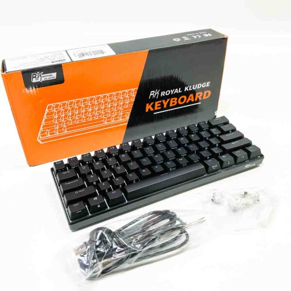 RK ROYAL KLUDGE RK61 Mechanische Gaming-Tastatur, 60% Drahtlose RGB Tastaturen Polen Layout Bluetooth/2.4Ghz/USB-C Braun Hot Swap Switch für Windows PC Laptop, Schwarz, QWERTY