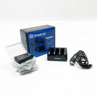 Smatree Ersatzakku mit 1290 mAh (3 Stück), Ladegerät mit 3 Kanälen mit USB-Kabel, kompatibel mit der Kamera Gopro Hero 4