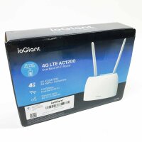 IOGIANT 4G LTE Router, AC1200 dual band 4G router for SIM cards, plug & play, 150 Mbit/s in download, 867 Mbit/s 5GHz and 300 Mbit/s 2.4GHz, freely configurable LAN/WAN port with SIM card slot,, Leickte discoloration