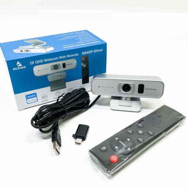 Zoom NexiGo N940P 2K webcam with zoom function, remote control and software | Sony_Starvis Sensor | 1080P@60FPS | 3X zoom in | Dual stereo microphone, for Zoom/Skype/Teams/Webex (white)