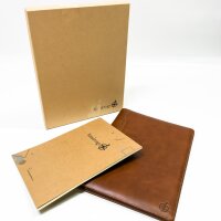 Leather Mappen -Professional Leather Conference folder and organizer - 2 -tone real leather Document folder with block for writing - ideal gift for work colleagues, men and women 33x25cm