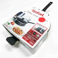 Tefal B55537 Easy Cook & Clean Schmorpfanne 28cm | inkl. Glasdeckel | Antihaftversiegelung|sicher|Thermo-Signal | Diffusion Pfannenboden|gesundes Kochen|Schwarz(alle Herdarten außer Induktion), Kratzer an Unterseite